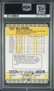1989 Fleer Base - Billy Ripken - FF Error - PSA 8 Authentic Auto