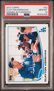 2013 Topps Baseball - Clayton Kershaw 22 - Signing Autographs - PSA 10