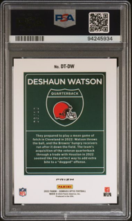 2022 Panini Donruss Optic - Deshaun Watson DT-DW - Downtown Gold /10 - PSA 8