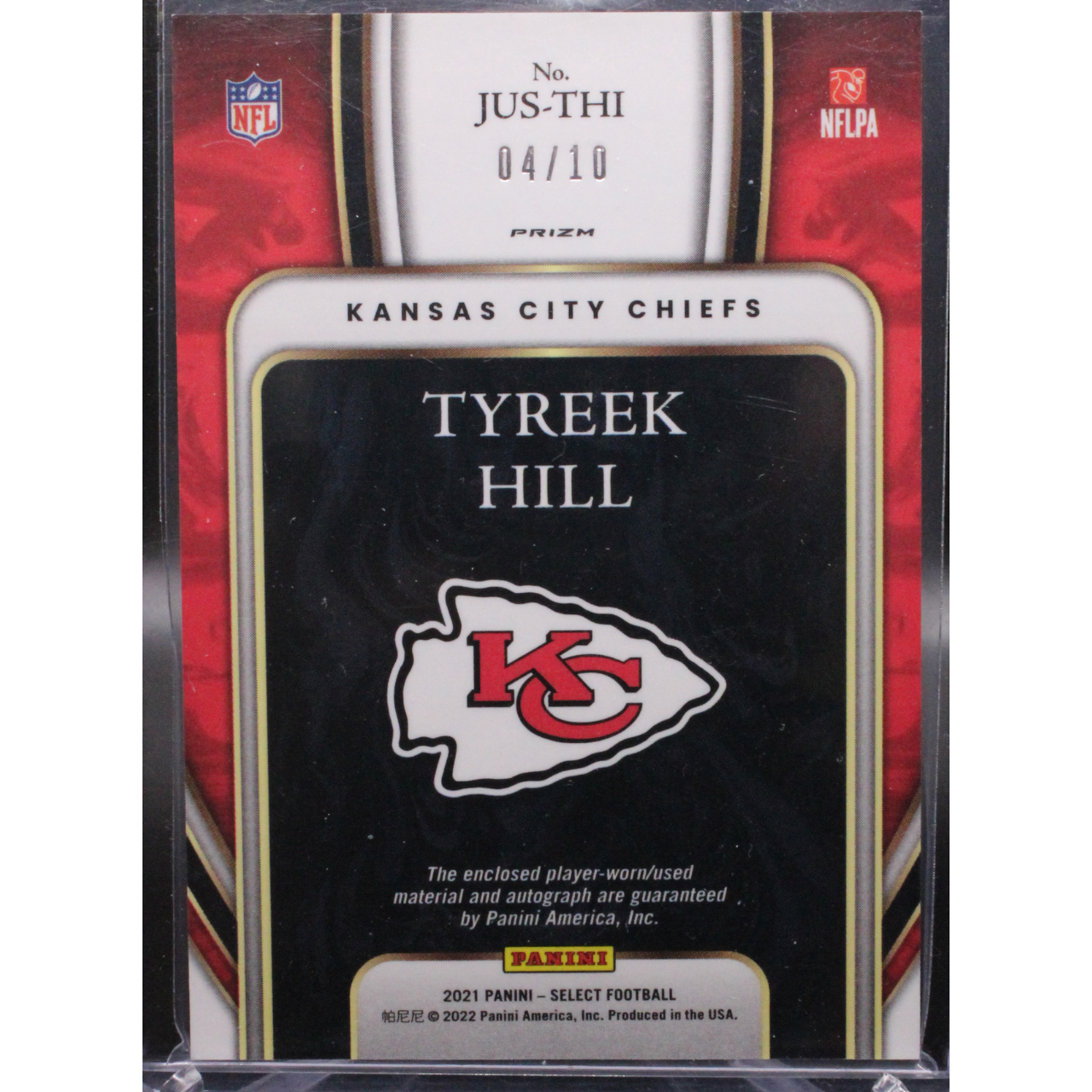 2021 Panini Select Football - Tyreek Hill jus-thi - Gold Patch Auto /10