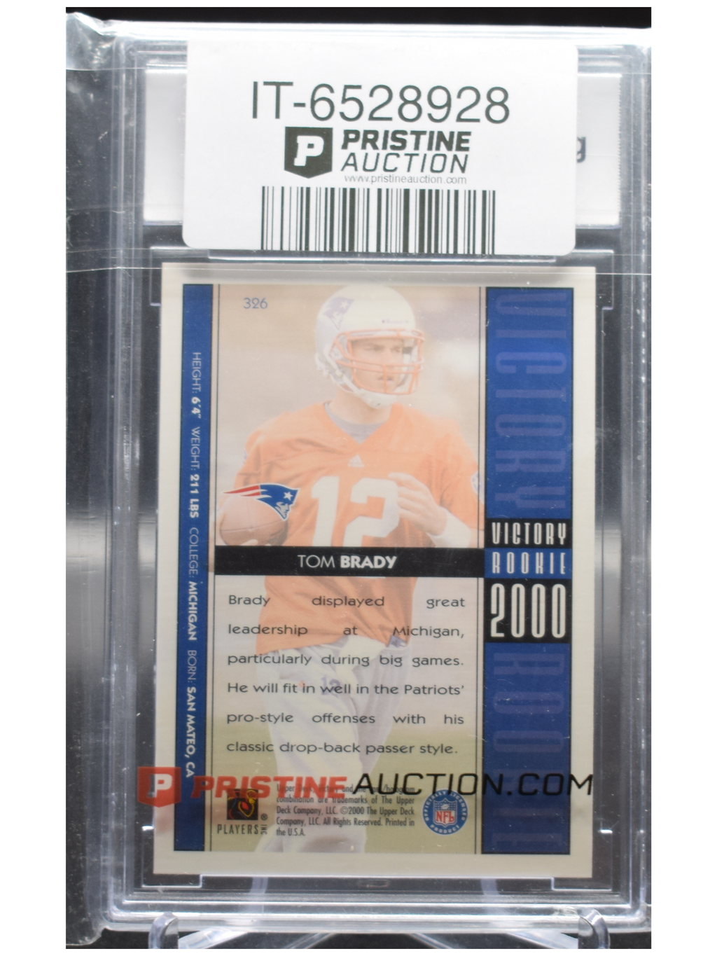 2000 Upper Deck Victory Football - Tom Brady 130 - BCCG 10