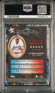 2022 Topps Stadium Club Chrome Baseball - Clayton Kershaw RL18 - Trophy Hunters Red /5 - PSA 10