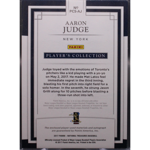 2017 Panini National Treasures Baseball - Aaron Judge PCS-AJ - RPA /99