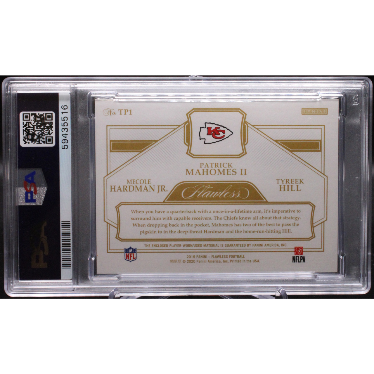 2019 Panini Flawless Football - Mecole Hardman JR Patrick Mahomes II Tyreek Hill TP1 - Flawless Triple Patches /25