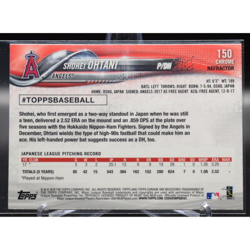 2018 Topps Chrome Baseball - Shohei Ohtani 150 - Chrome Refractor